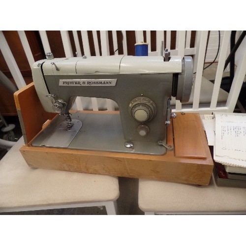 312 - RETRO-VINTAGE FRISTER & ROSSMANN SEWING MACHINE. FULL ZIG-ZAG MODEL AZ. TOGETHER WITH ATTACHMENTS AN... 