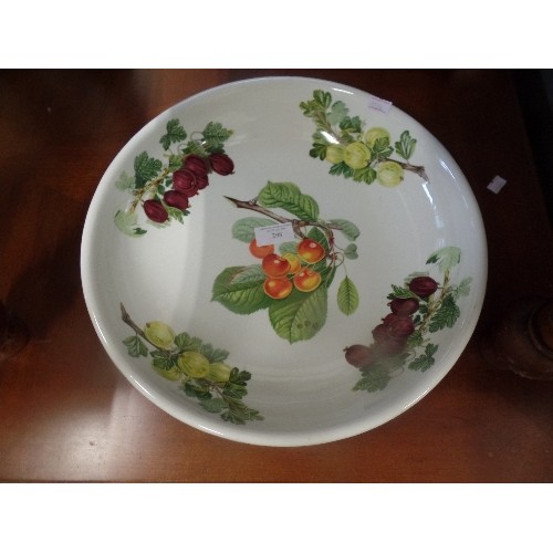 298 - LARGE PORTMEIRION ROMONA BOWL. CREAM WITH FRUIT DESIGN.