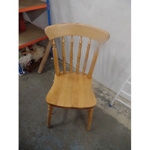 346 - HEAVY PINE FARMHOUSE TABLE, WITH 2 DRAWERS 153CM L/82CM W. TOGETHER WITH 4 CHAIRS