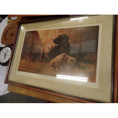 319 - COLLECTION OF VINTAGE FRAMED PRINTS. INC SOME LOVELY DOG RELATED PICTURES.