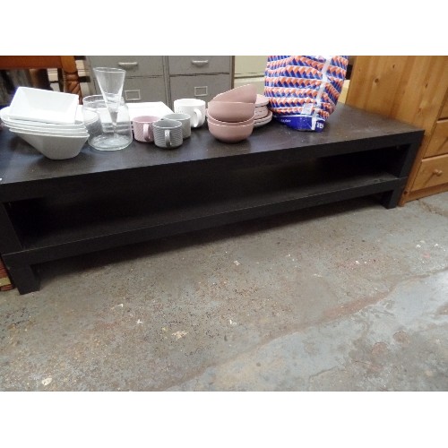 247 - LOW SHELF/COFFEE TABLE/TV CABINET. BLACK. 150CM L/35CM H.