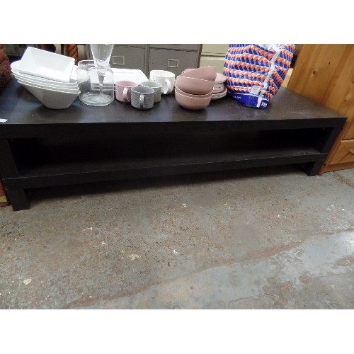 247 - LOW SHELF/COFFEE TABLE/TV CABINET. BLACK. 150CM L/35CM H.