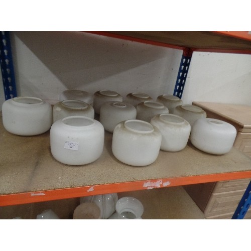 360 - 13 X VINTAGE MILK GLASS SHADES.