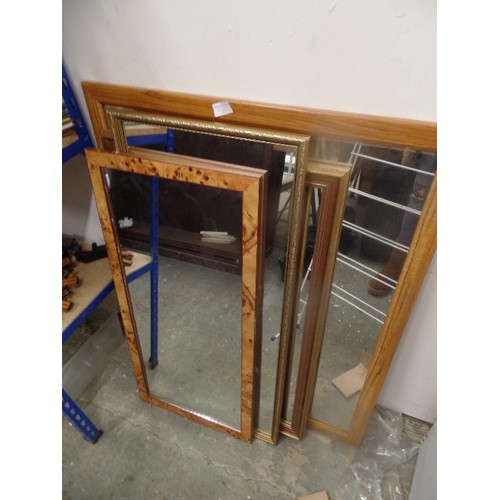 371 - 2 WOODEN FRAMED MIRROES AND 2 GOLD FRAMED MIRRORS