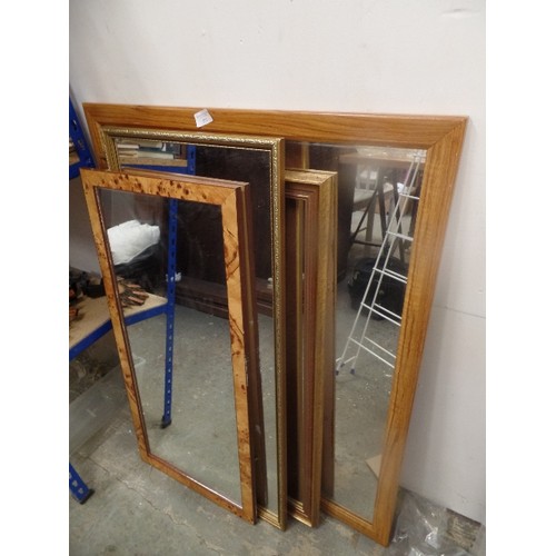 371 - 2 WOODEN FRAMED MIRROES AND 2 GOLD FRAMED MIRRORS