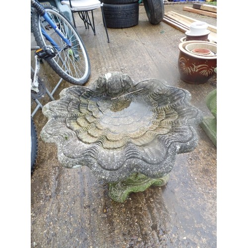 391 - AJA DECORATIVE STONE SHELL BIRD BATH