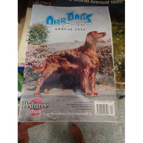 370 - QUANTITY OF DOG MAGAZINES AND BOOKS - OUR DOGS ANNUALS, BOOKS ON MASTIFFS AND GREAT DANES ETC