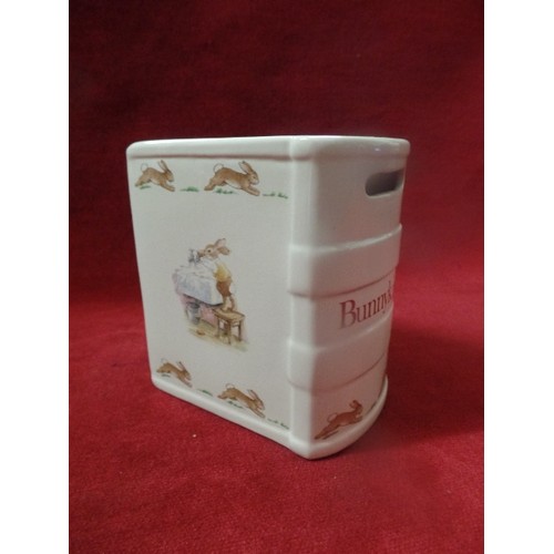 11 - ROYAL DOULTON BUNNYKINS CERAMIC MONEY BOX IN SHAPE OF BOOK