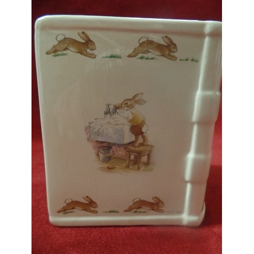 11 - ROYAL DOULTON BUNNYKINS CERAMIC MONEY BOX IN SHAPE OF BOOK