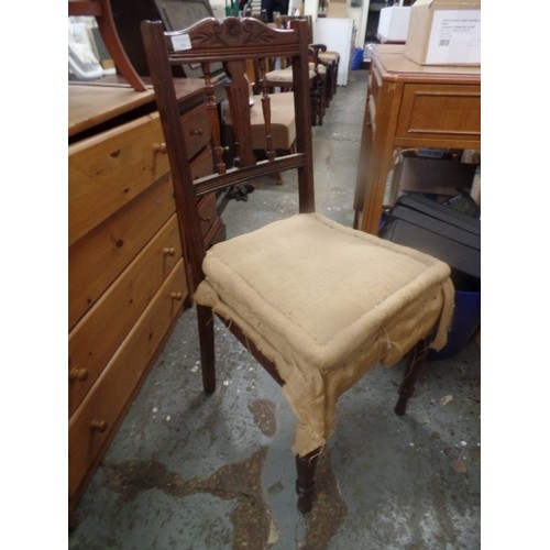 203 - LOVELY VINTAGE CHAIR, UPHOLSTERY PROJECT. SEAT HAS BEEN PADDED & HESSIAN-COVERED. WON'T TAKE MUCH TO... 