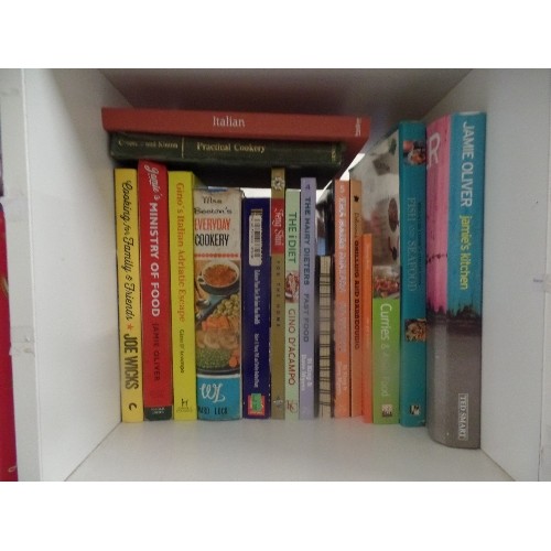 383 - CUBE OF COOKERY BOOKS - MRS BEETON'S EVERYDAY COOKERY, JAMIE OLIVER ETC