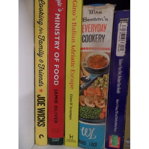 383 - CUBE OF COOKERY BOOKS - MRS BEETON'S EVERYDAY COOKERY, JAMIE OLIVER ETC