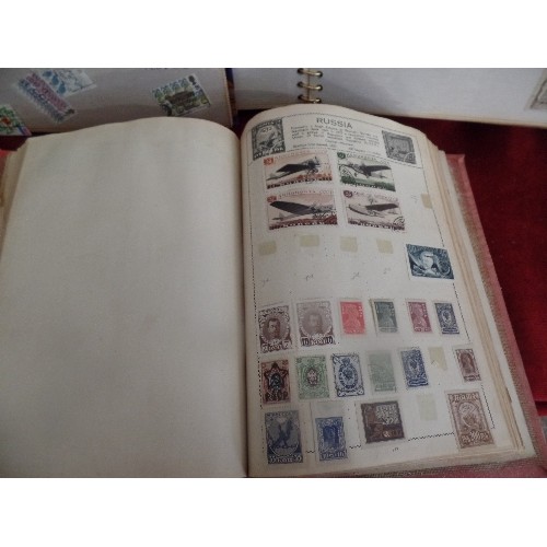 54 - VINTAGE STAMP ALBUMS. 5 ALBUMS CONTAINING QUANTITY OF BRITISH & WORLDWIDE STAMPS.