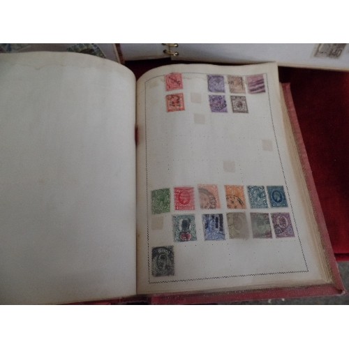 54 - VINTAGE STAMP ALBUMS. 5 ALBUMS CONTAINING QUANTITY OF BRITISH & WORLDWIDE STAMPS.