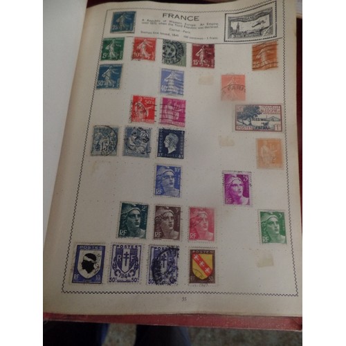 54 - VINTAGE STAMP ALBUMS. 5 ALBUMS CONTAINING QUANTITY OF BRITISH & WORLDWIDE STAMPS.