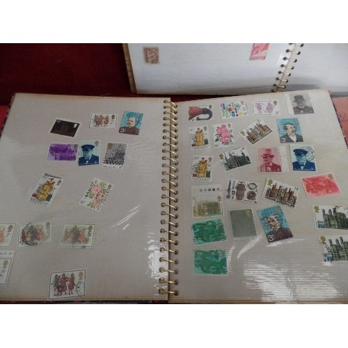 54 - VINTAGE STAMP ALBUMS. 5 ALBUMS CONTAINING QUANTITY OF BRITISH & WORLDWIDE STAMPS.