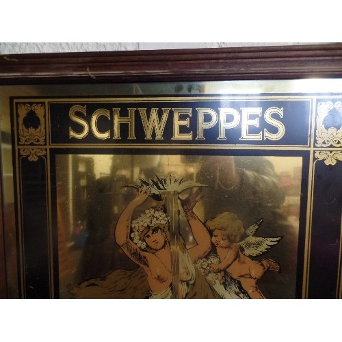 134A - VINTAGE SCHWEPPES TABLE WATERS ART NOVEAU STYLE MIRROR WITH VENUS AND CHERUBS