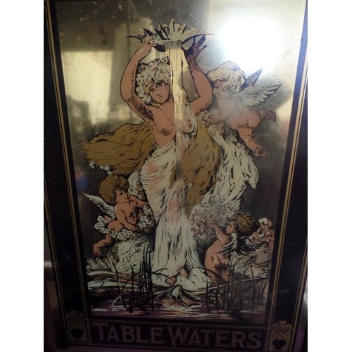 134A - VINTAGE SCHWEPPES TABLE WATERS ART NOVEAU STYLE MIRROR WITH VENUS AND CHERUBS