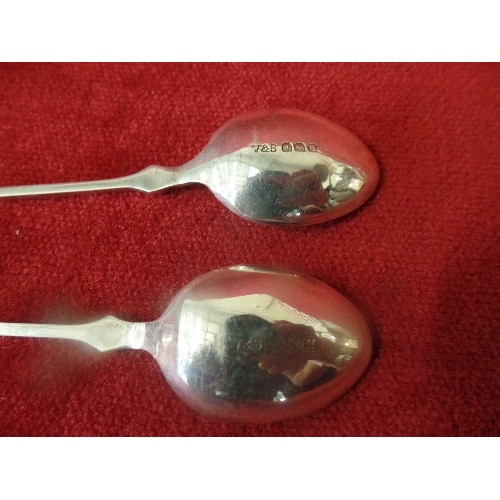 25 - A PAIR OF STERLING SILVER SPOONS WITH LAWN BOWLS DESIGN, BIRMINGHAM 1936/ 37