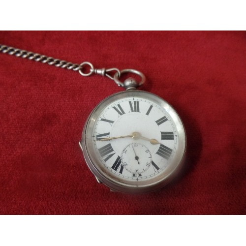 41 - A 19TH CENTURY SILVER CASED POCKET WATCH WITH SECONDS DIAL, GILT HANDS WITH ROMAN NUMERALS, INNER CO... 