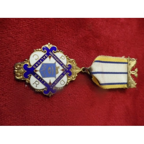 30 - TWO STERLING SILVER AND ENAMEL MEDALS FOR THE INDEPENDENT ORDER OF RECHABITES - SALFORD UNITY (A TEM... 