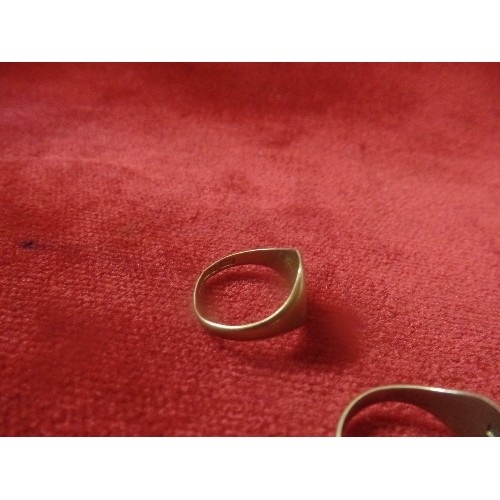 54 - TWO GENTS 9CT GOLD SIGNET RINGS, SIZE P, 7.4 GRAMS