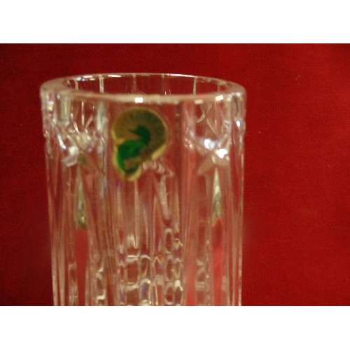 8 - A BEAUTIFUL WATERFORD CRYSTAL VASE WITH PAPER LABEL - 23CM