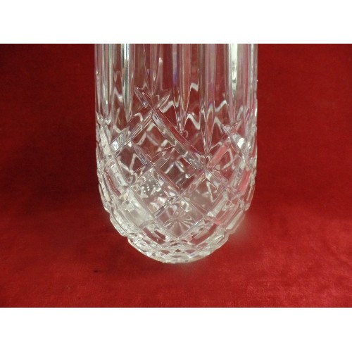 8 - A BEAUTIFUL WATERFORD CRYSTAL VASE WITH PAPER LABEL - 23CM