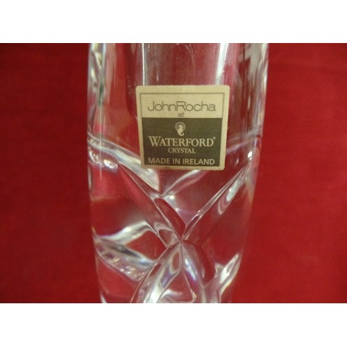 7 - A MODERNIST STYLE WATERFORD CRYSTAL STEM VASE BY JOHN ROCHA. ETCHED MARK & PAPER LABEL - 28CM