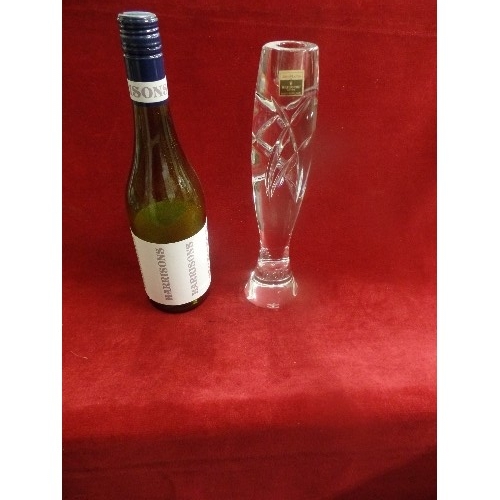 7 - A MODERNIST STYLE WATERFORD CRYSTAL STEM VASE BY JOHN ROCHA. ETCHED MARK & PAPER LABEL - 28CM