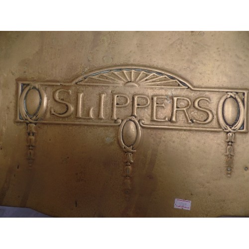 204 - AN ART DECO BRASS SLIPPER BOX - 41CM X 25CM X 30CM