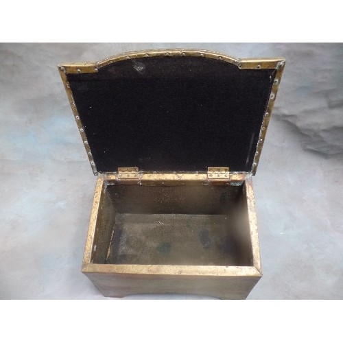 204 - AN ART DECO BRASS SLIPPER BOX - 41CM X 25CM X 30CM