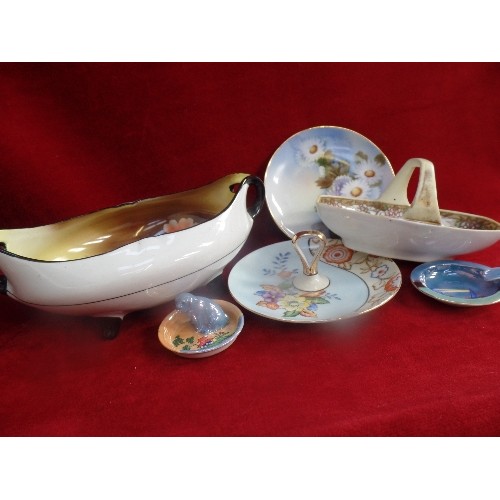 246 - 6 PIECES OF JAPANESE NORITAKE PORCELAIN 1920'S & 30'S INCLUDING BOWLS, A PLATE SIGNED BY THE ARTIST ... 