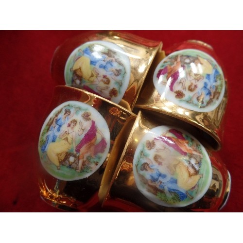 228 - A MID CENTURY GOLD LUSTRE PORCELAIN TEASET WITH PANELS OF CLASSICAL SCENES. BY EPIAG CZECHOSLOVAKIA ... 