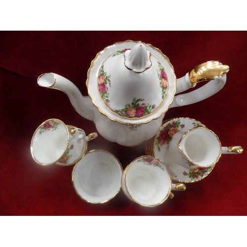 232 - ROYAL ALBERT OLD COUNTRY ROSES COFFEE SET WITH COFFEE POT, CREAM AND SUGAR,