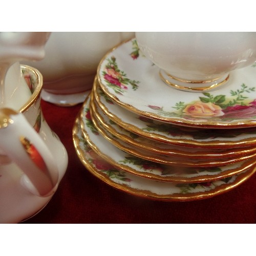 232 - ROYAL ALBERT OLD COUNTRY ROSES COFFEE SET WITH COFFEE POT, CREAM AND SUGAR,