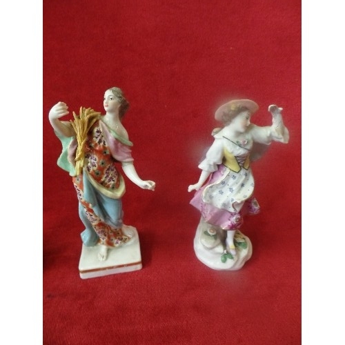 10 - A GROUP OF FOUR 19TH CENTURY PORCELAIN FIGURES, ALL WITH THE CHELSEA GOLD ANCHOR MARK, THE EARLIER  ... 