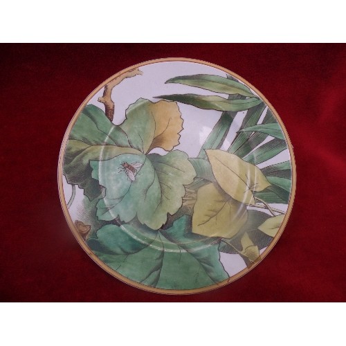 208 - A FRENCH ART NOUVEAU DISH DECORATED WITH IRISES, BY SARREGUEMINES, TOGETHER WITH AN UNUSUAL BONE CHI... 