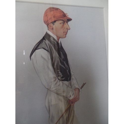 124 - A SET OF 4 CARICATURE PRINTS OF JOCKEYS BY SPY (SIR LESLIE WARD RP) AND OTHER ARTISTS . INCLUDES FRE... 