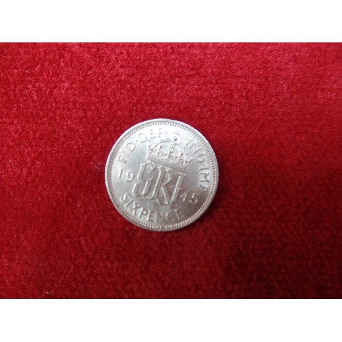 94A - A SILVER SIXPENCE IN PLASTIC CASE NEAR MINT 1945