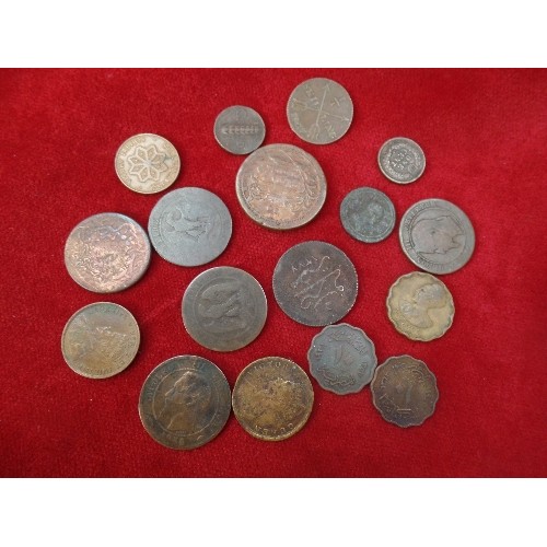 99 - COLLECTION OF OLD COPPER FOREIGN COINS CHINESE, EGYPTIAN, INDIAN