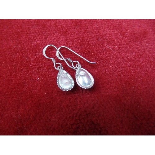 65 - A PAIR OF MOTHER OF PEARL EARRINGS SET IN SILVER