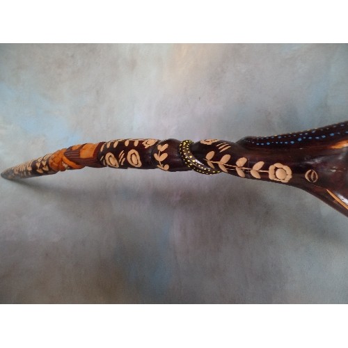 170A - A HAND CARVED JAMAICAN RASTAFARIAN THUMB STICK WITH SERPENT HANDLE - 98CM