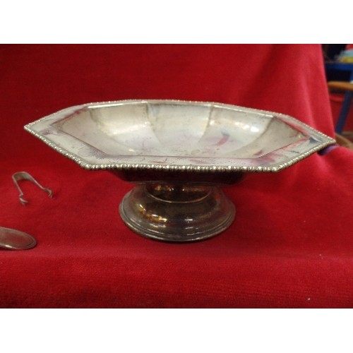 210C - SELECTION OF SILVER PLATED ITEMS INCLUDING A MAPPIN & WEBB BISCUIT BARREL, A VERY LARGE VICTORIAN SO... 