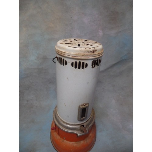 214 - VINTAGE 1970'S VALOR PARAFFIN HEATER - MODEL L207 IN ORANGE AND PALE GREY