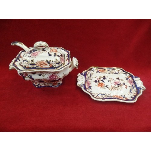 279B - A MASON'S MANDALAY SAUCE TUREEN ON STAND WITH MATCHING LADLE