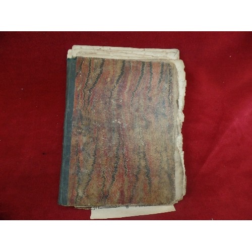 303 - 19TH CENTURY RECIPE BOOK (COMMONPLACE BOOK) AND FAMILY EPHEMERA. THE BOOK WITH MARBLED BOARDS CONTAI... 