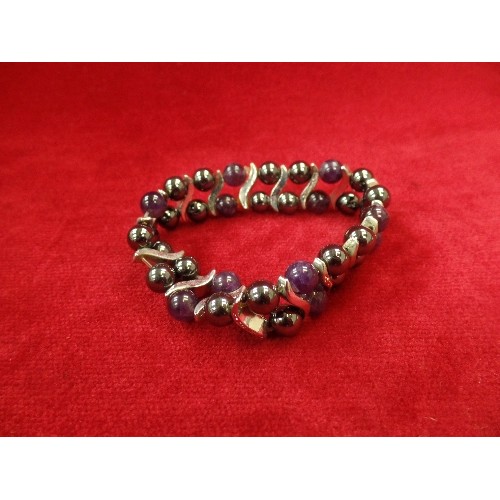 43B - LOVELY NEW SILVER PLATE AND MAGNETIC BEAD BRACELET BY PURE NATURAL THERAPY