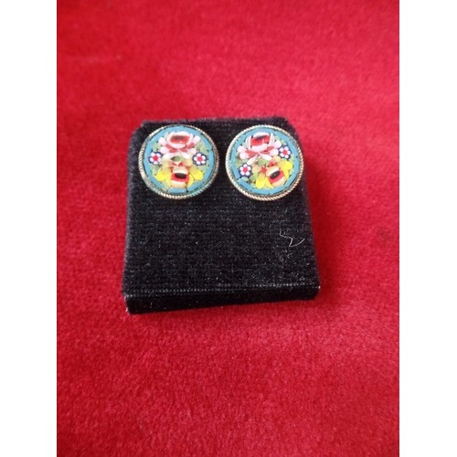 44A - A PAIR OF MICROMOSAIC EARRINGS