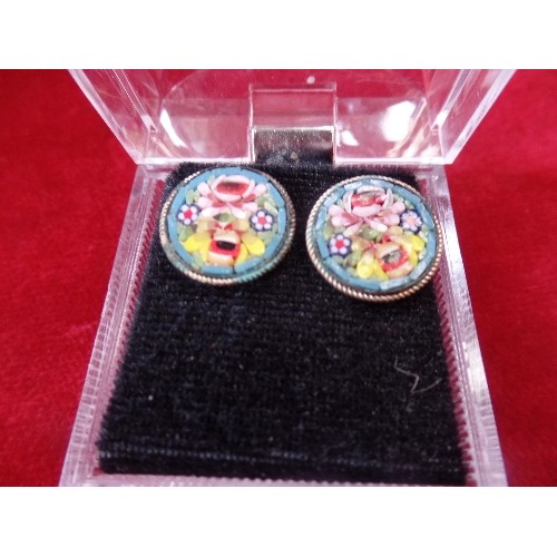 44A - A PAIR OF MICROMOSAIC EARRINGS